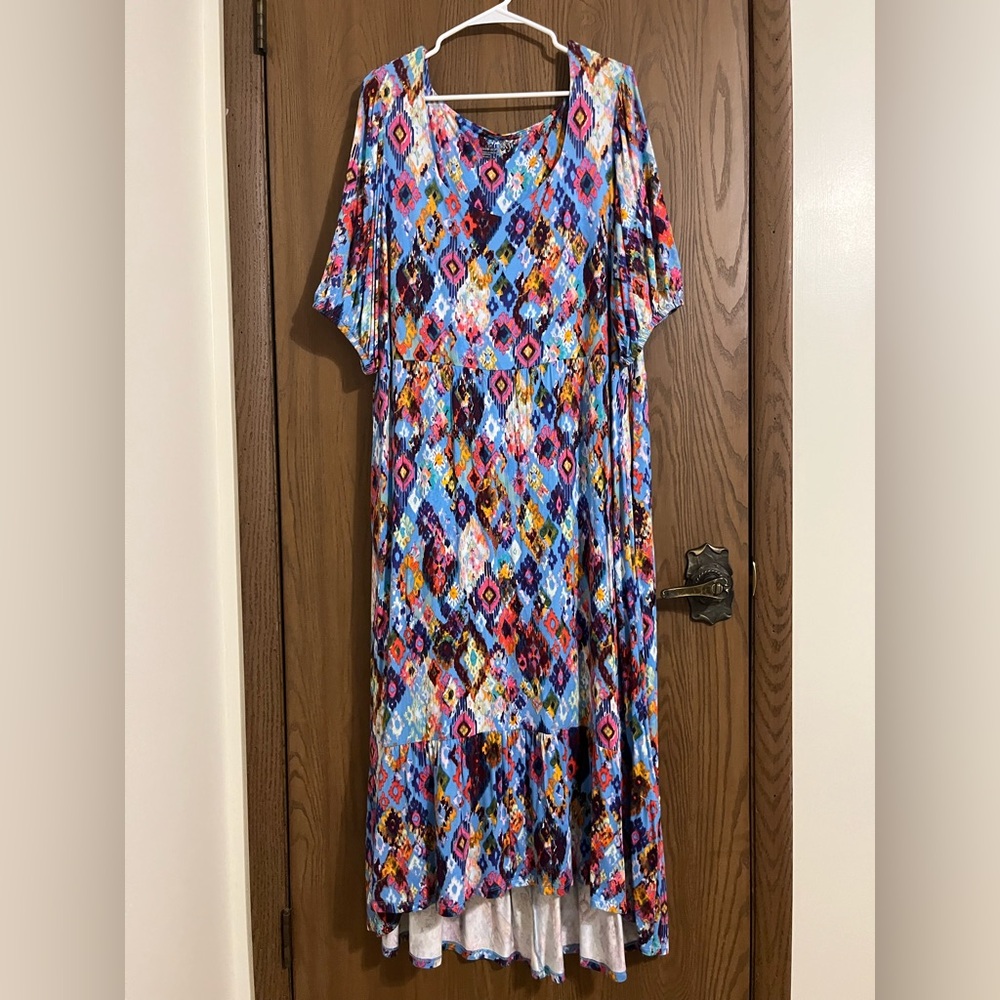 Terra & Sky Colorful Geometric Print Maxi Dress